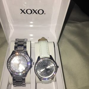 Silver tone crystal watches